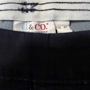 Denim & Co Womens Pull-On Pants 4X Navy Blue Straight Leg Back Pockets